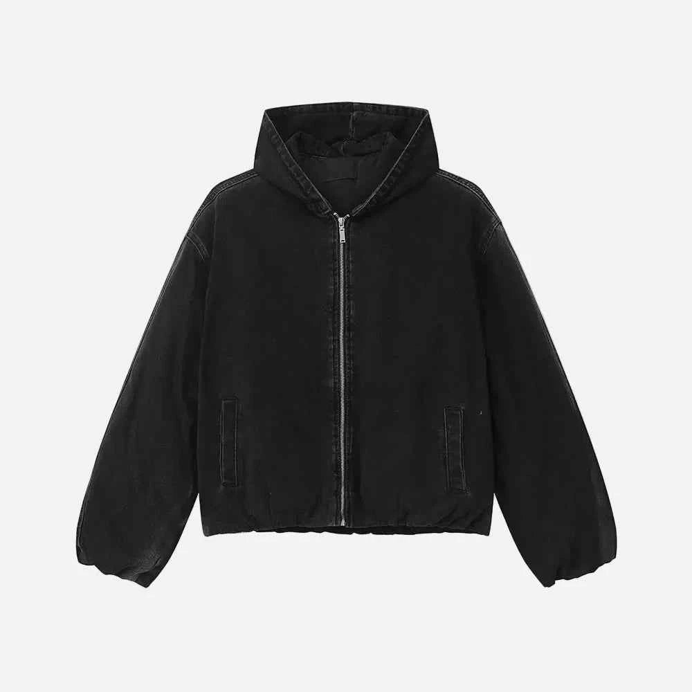 Bold Gradient Warm Denim Hooded Jacket