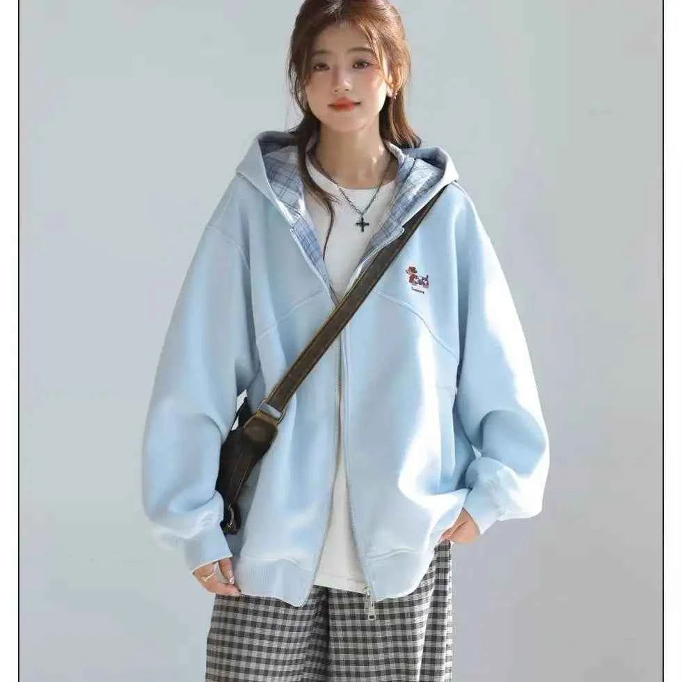 Stylish Colorful Zipper Long Sleeve Sweatshirt