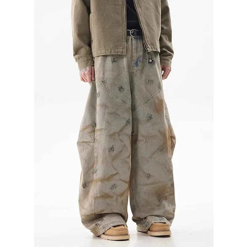 Vintage Graffiti Casual Loose Wide Leg Jeans