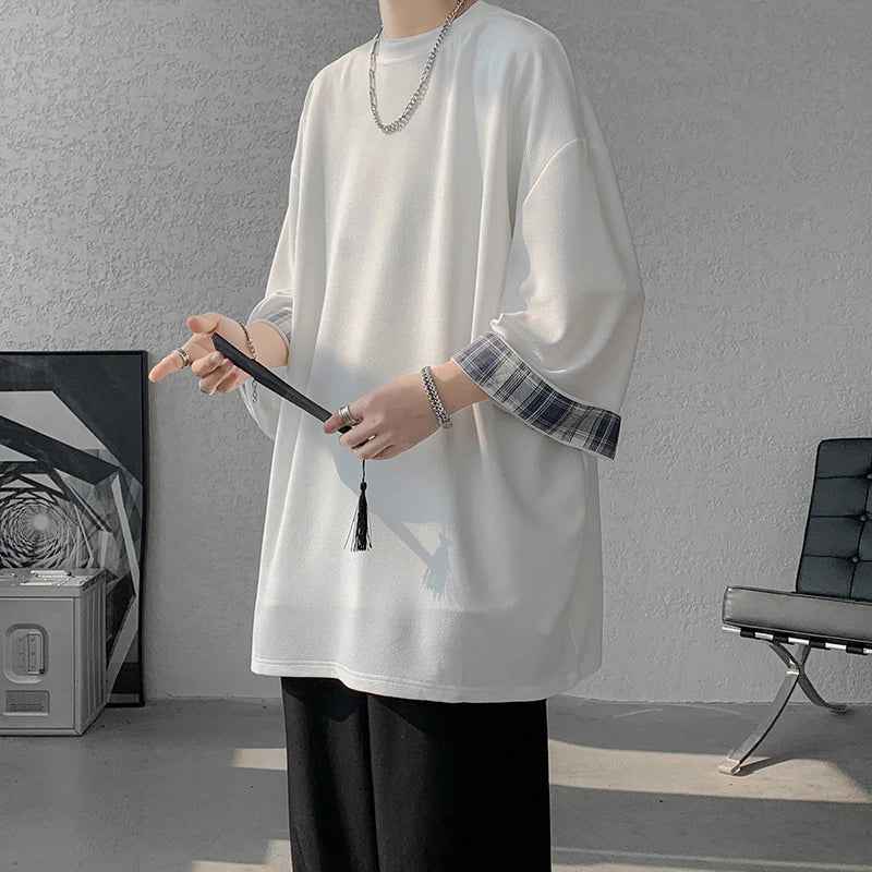 Cool Oversized Plaid Korean Style T-Shirt