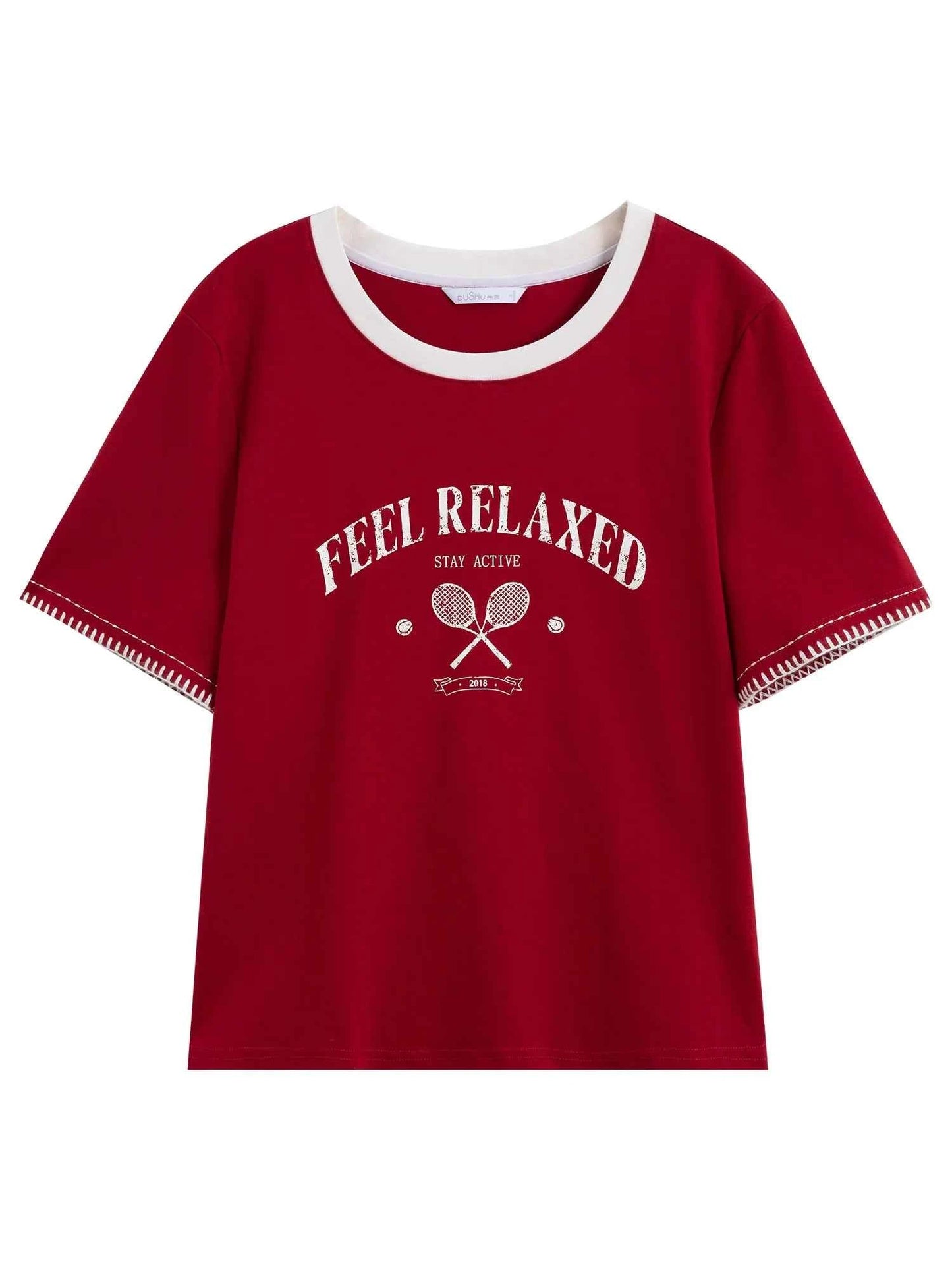 Vintage Contrast Stitch Round Neck T-Shirt