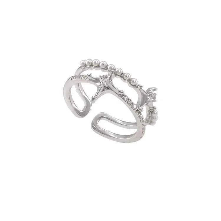 Romantic Pearl Double Layer Star Ring
