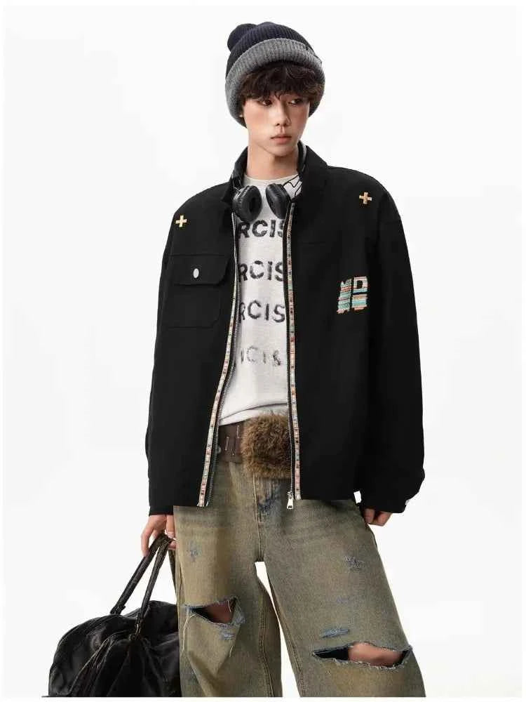 Y2K Trendy Loose Embroidered Lapel Jacket