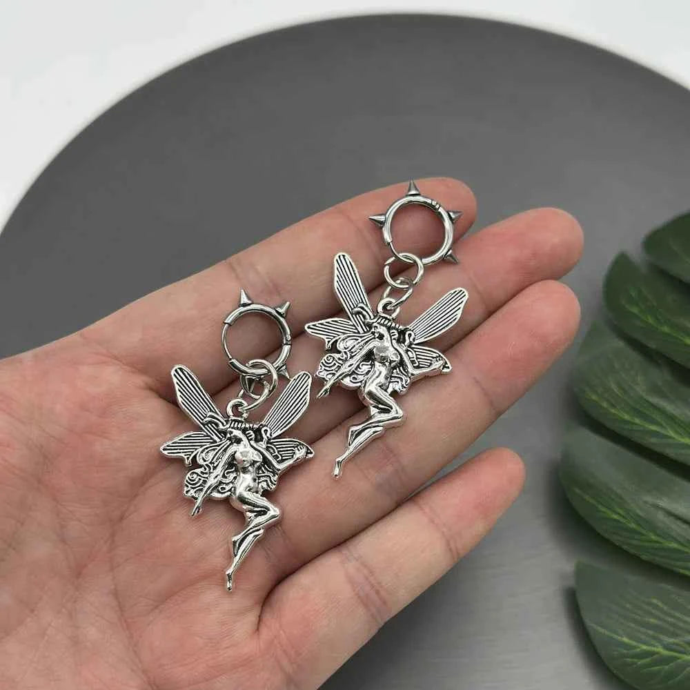 Vintage Fairy Angel Drop Hoop Earring