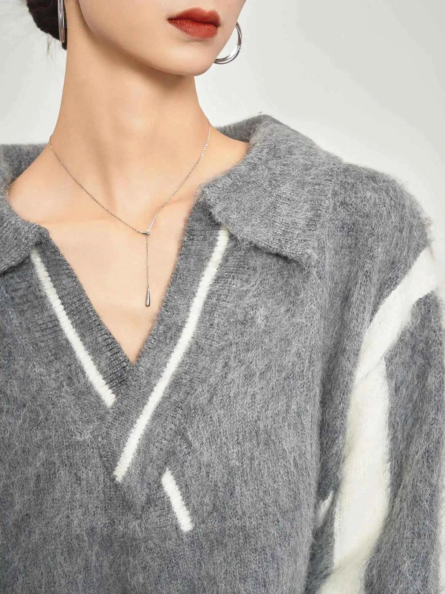 Luxurious Gray Comfort Mohair Knit Sweater