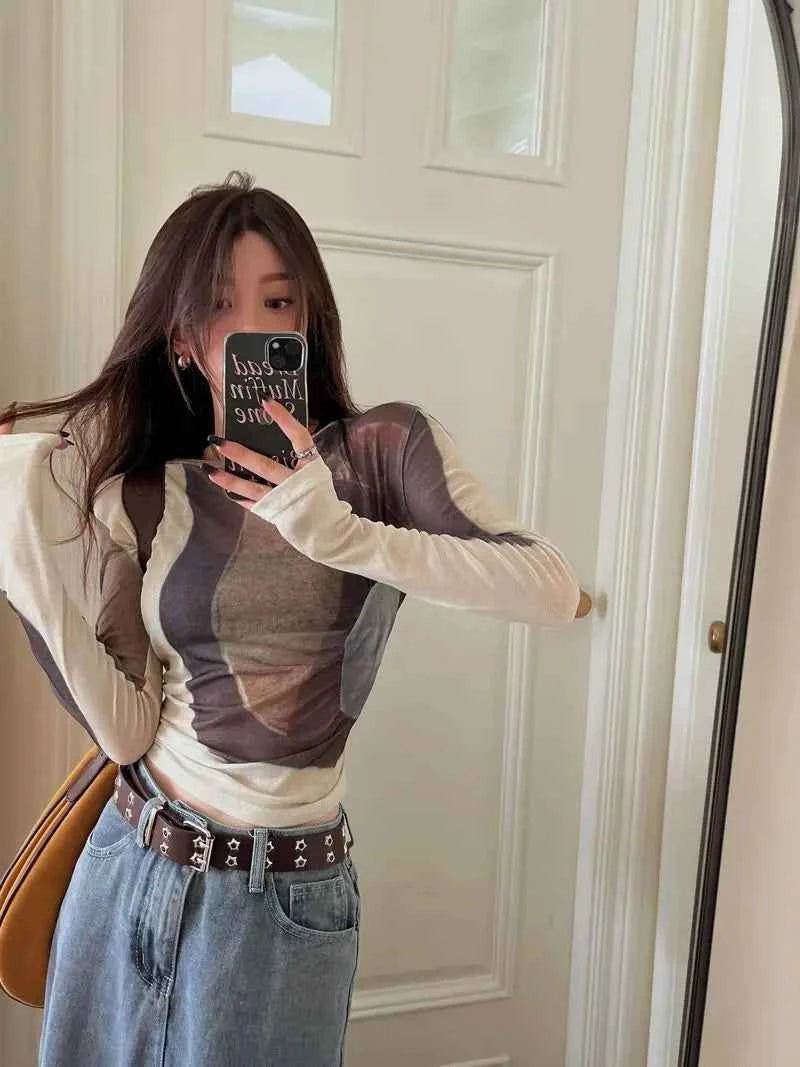 Chic Tie-Dyed Long Sleeve Graphic T-Shirt