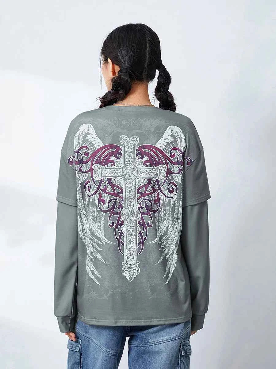 Vintage Grunge Graphic Long Sleeve T-Shirt