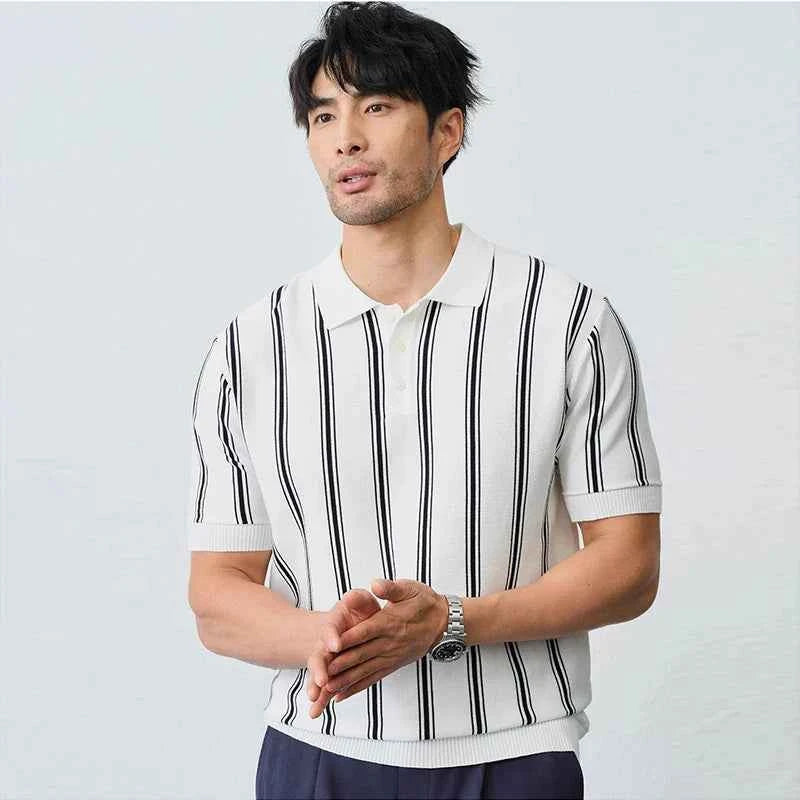Men's Luxury Striped Casual Business Polo T-Shirt