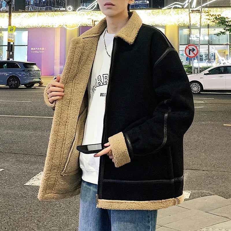 Luxurious Lamb Velvet Suede Winter Faux Furr Jacket
