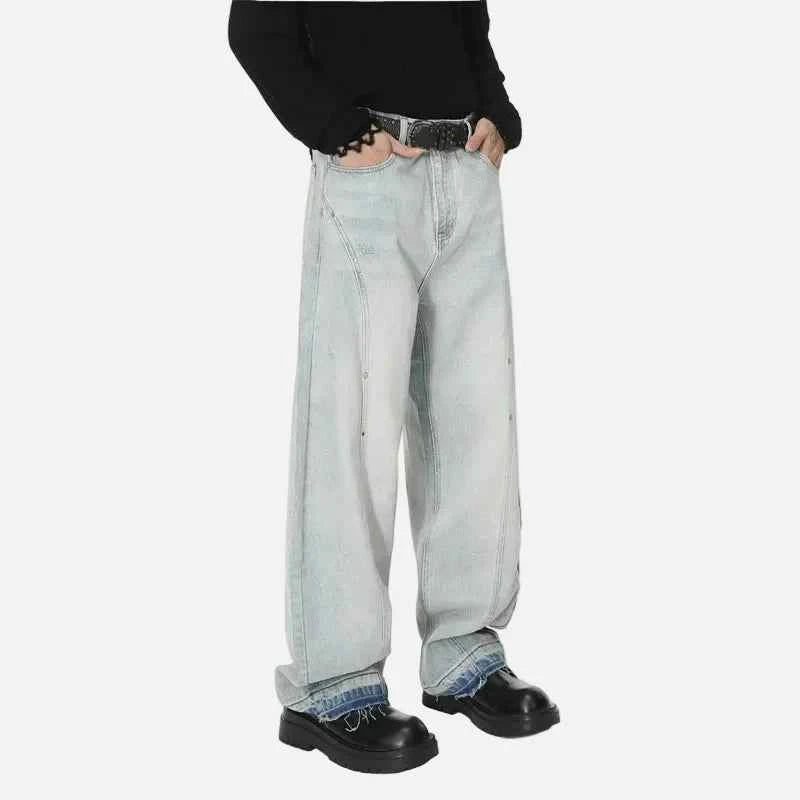Trendy Casual Distressed Wide Leg Denim Jeans