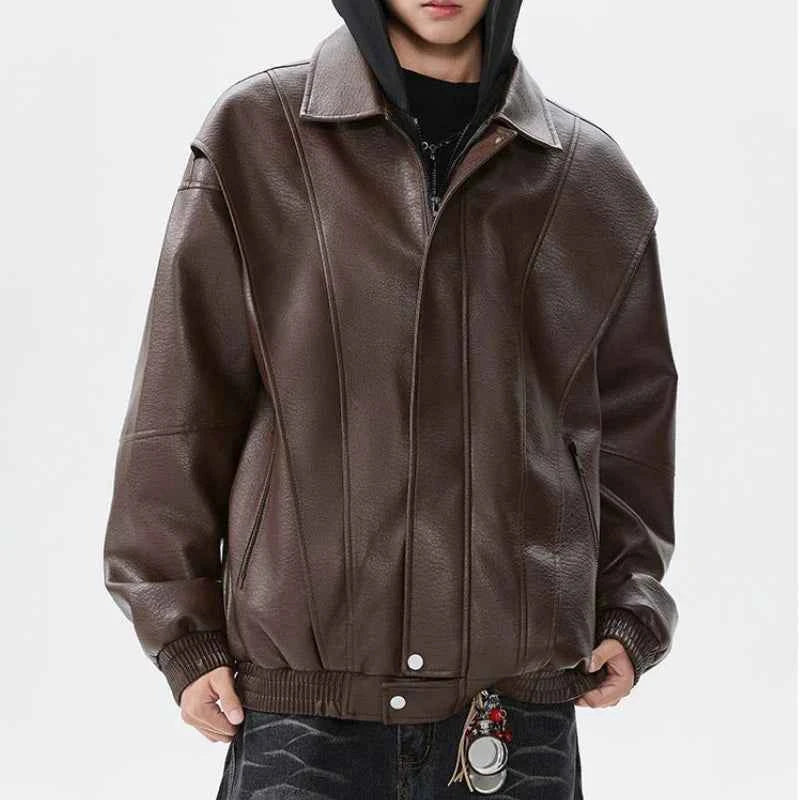 Retro American Hooded Leather Biker Jacket