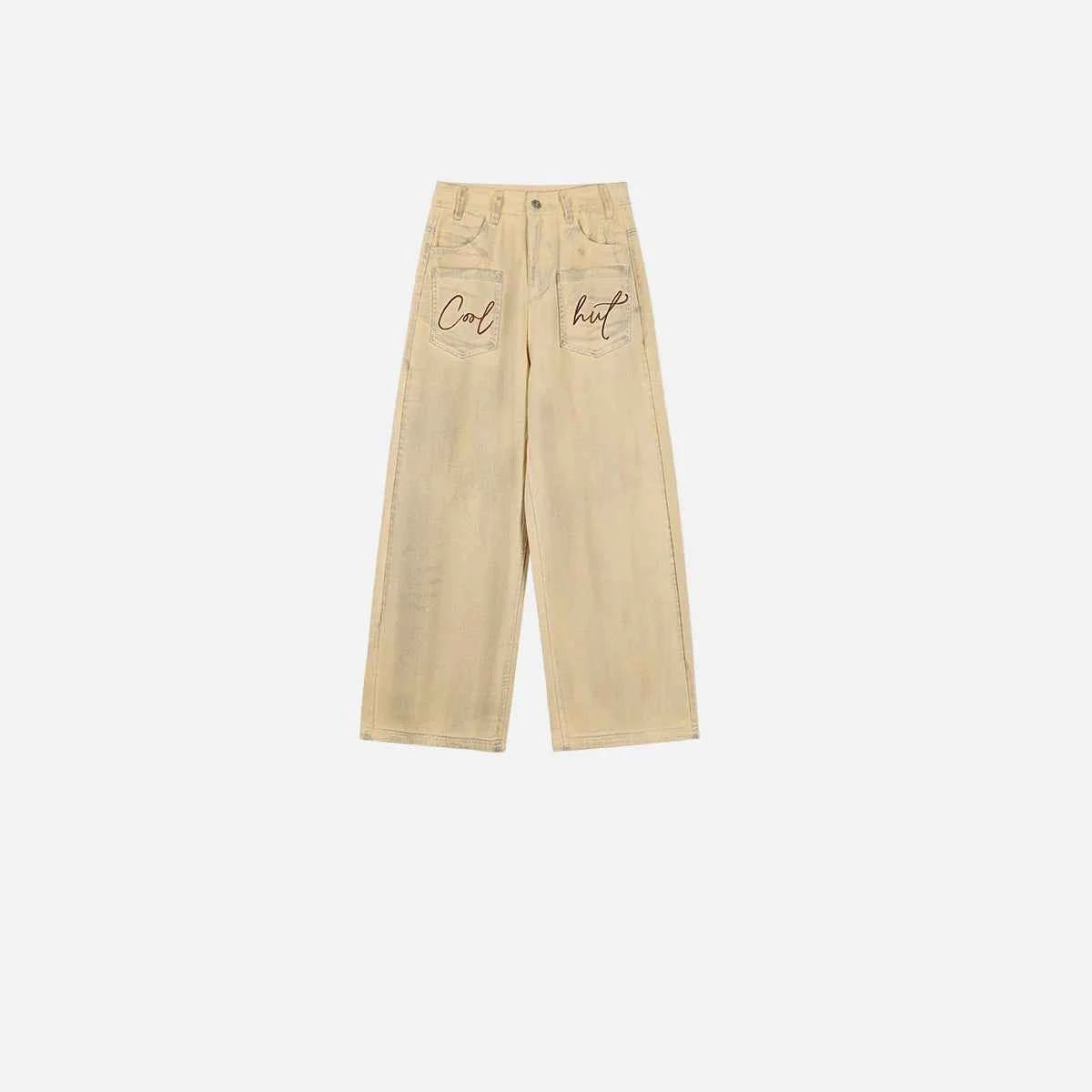 Plush High Waist Hip Hop Straight Leg Jeans