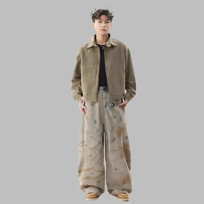Vintage Graffiti Casual Loose Wide Leg Jeans