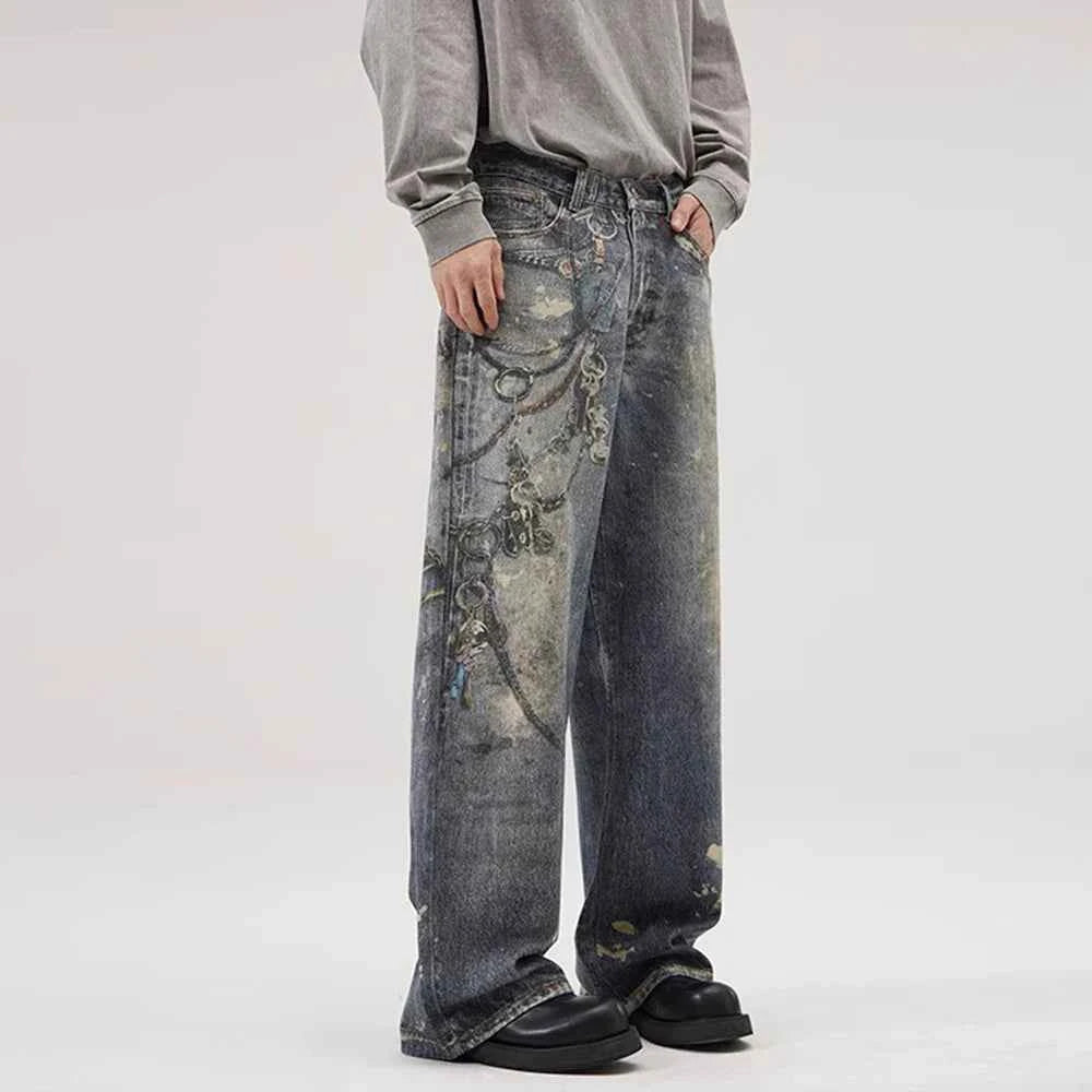 Y2K Chain Decoration Wide Leg Jeans