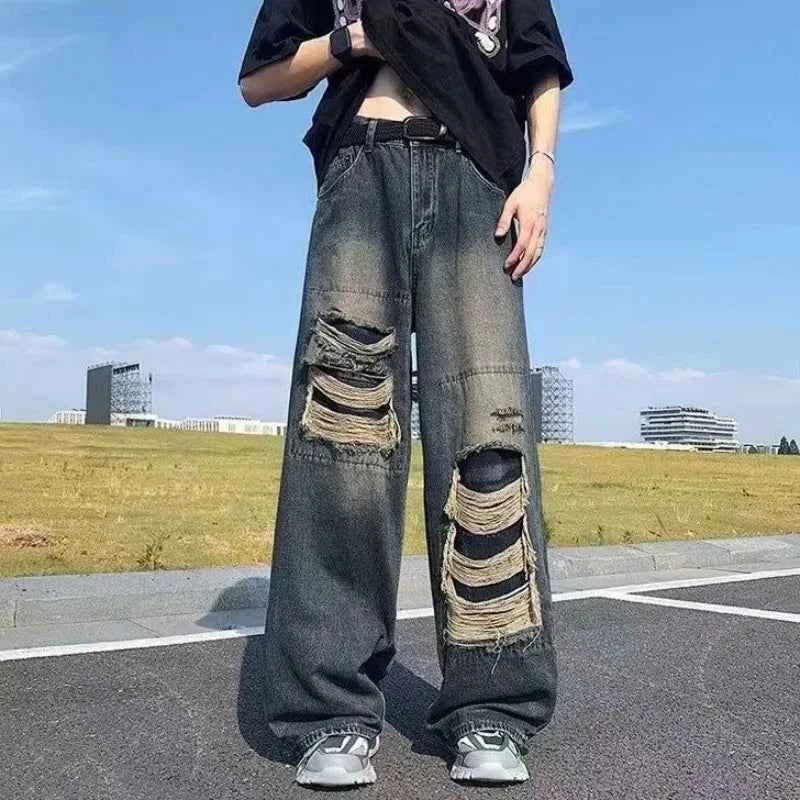 Retro High Street Hip Hop Ripped Jeans