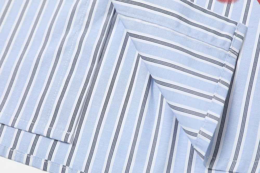 Autumn Striped Loose Button-Up Long Sleeve Shirt