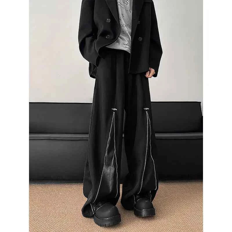 Men's Modern Patchwork Wide Leg Leather Pants
