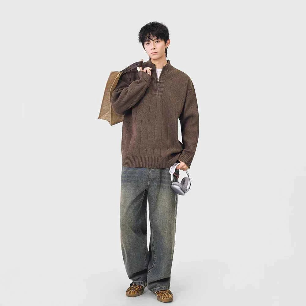 Essential Solid Color Mock Neck Jumper Sweater