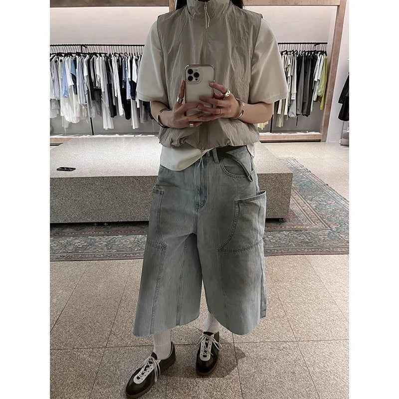 Streetwear Vintage American Style Loose Fit Denim Jorts