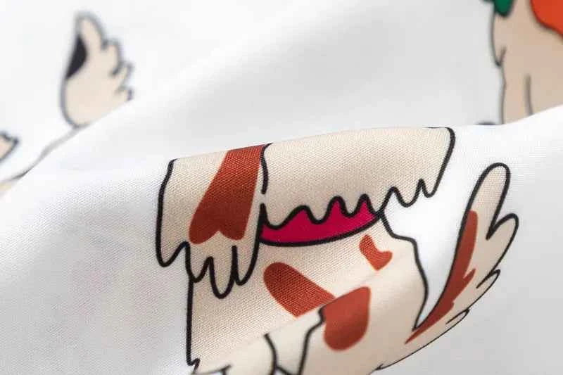 Streetwear Vibrant Cartoon Dog Cute Beach Shirt