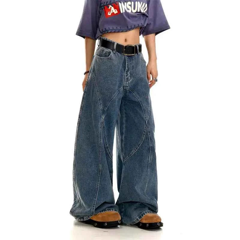 Effortless Y2K Blue Wide Leg Denim Jeans