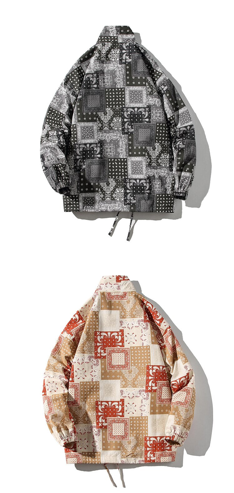 Seamless Stencil Design Round Collar Overshirt