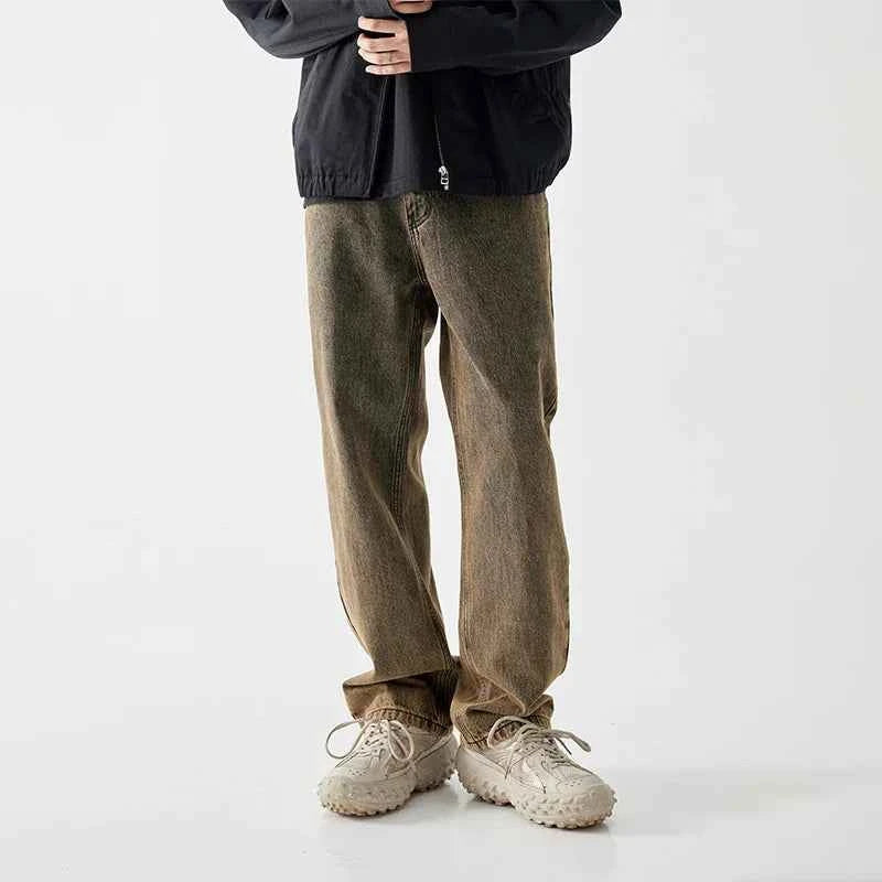 Yellow Retro Washed Loose Fit Jeans