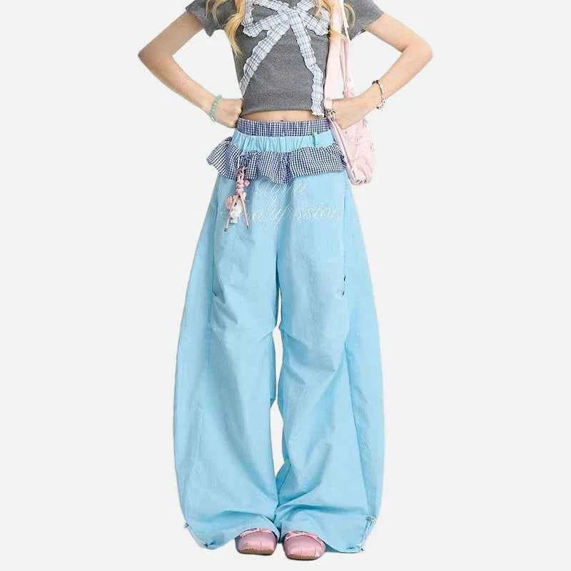 Trendy Embroidered Scimitar Wide Leg Jogger