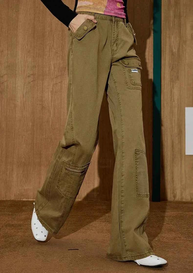 Chic American Workwear Flared High Jeans