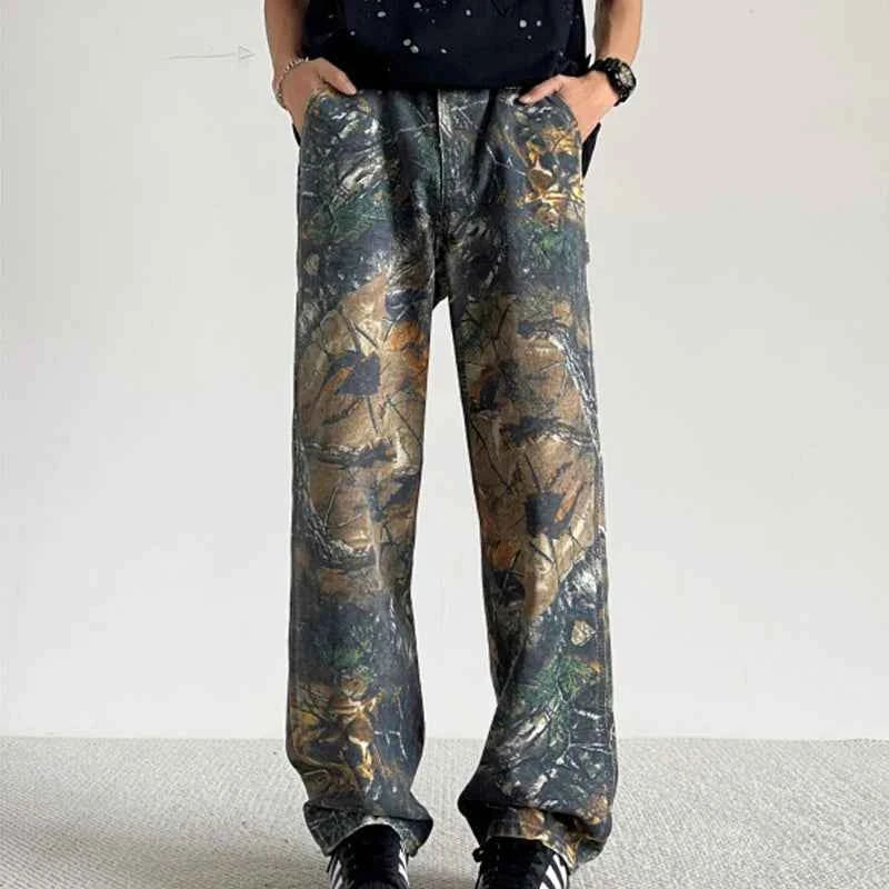 Streetwear Vintage Retro Hip Hop Patterned Jeans