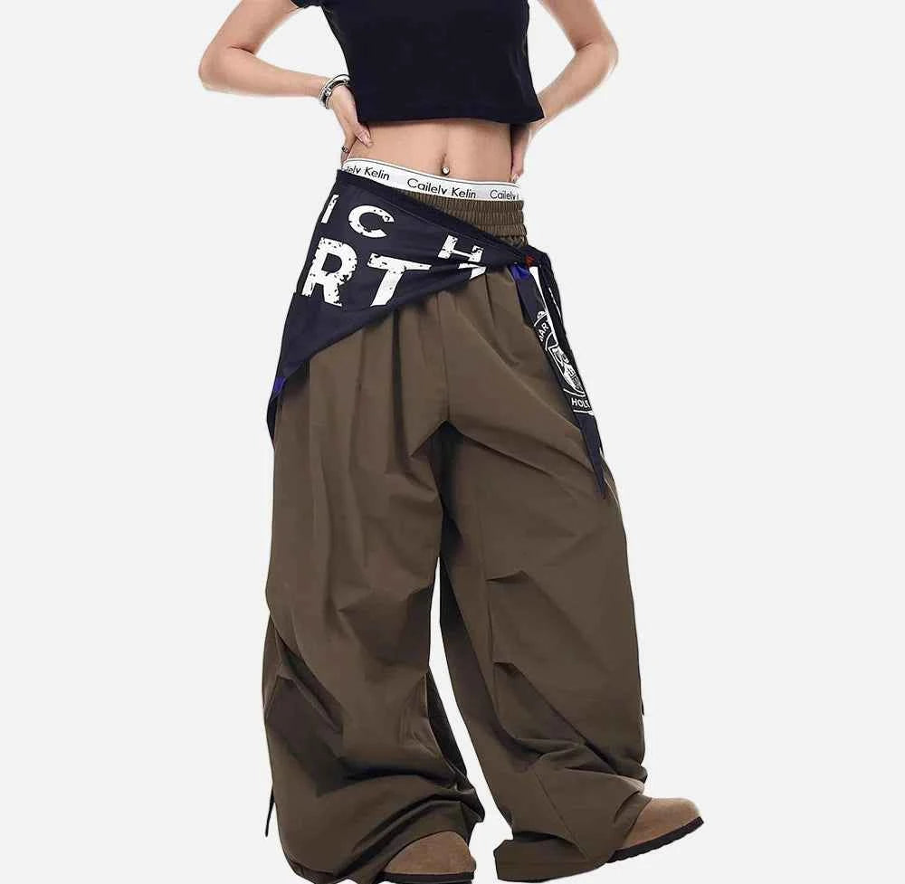 Breathable American Style With Scarf Wide Leg Jogger