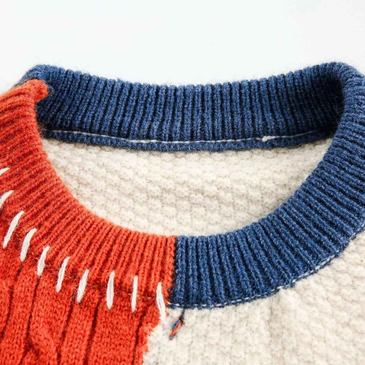 Elevated Cozy Color Block Patchwork Knit Sweater