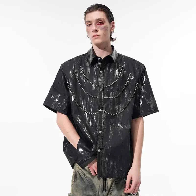 Luxury Tie Dyed Diamond Patchwork Shirt