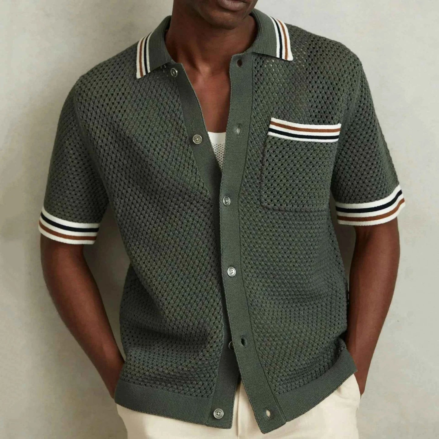 Men's Stylish Hollow Out Knitted Shirt