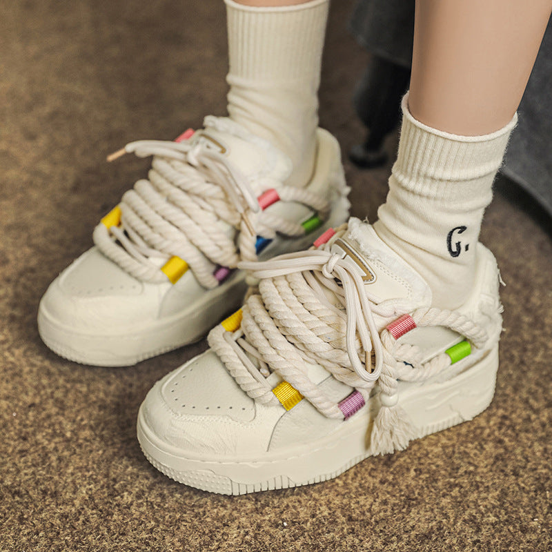 Rope Multicolor Chunky Shoes - Industrial Laced Platform Trainers | LuxuryUrbanwear