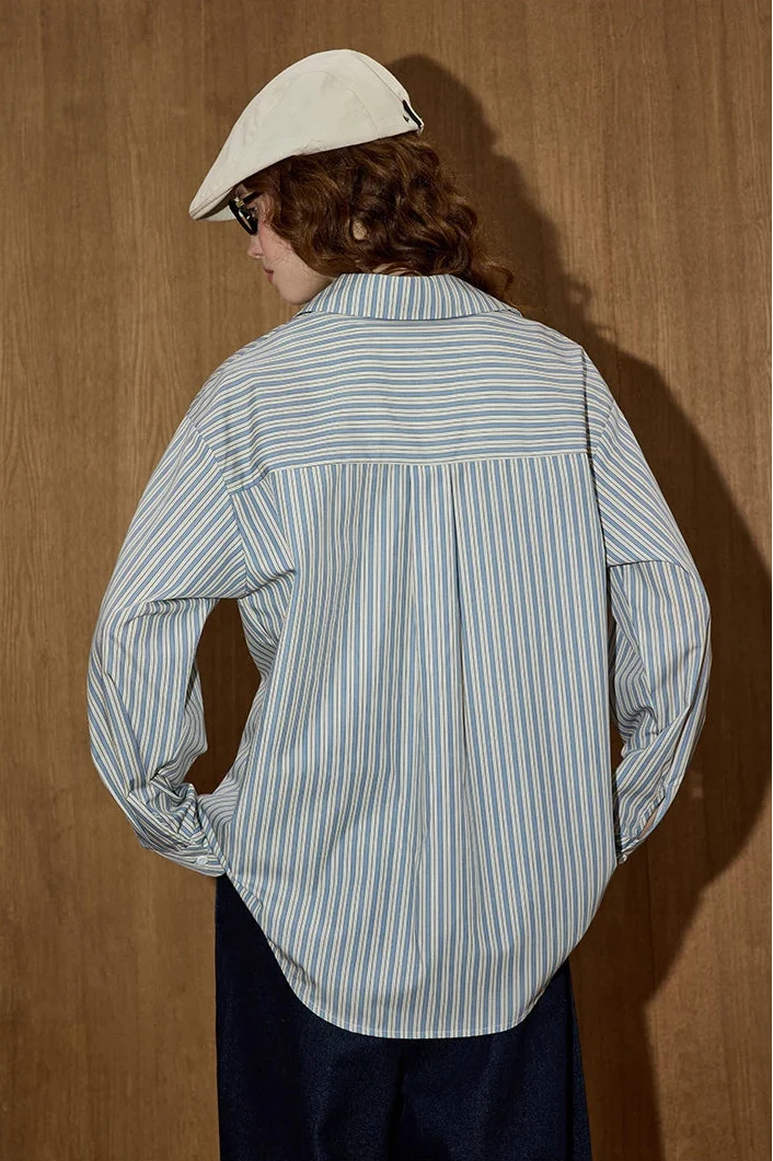 Relaxed Fit Casual Stripe Long Sleeve Shirt - Luxuryurbanwear