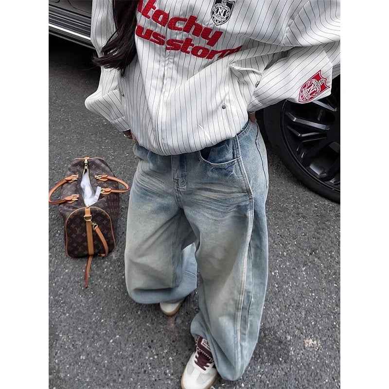 Japanese 2000s Style Oversized Blue Denim Jeans