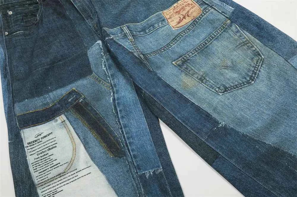 Streetwear Distressed Loose Wide Leg Cargo Jeans