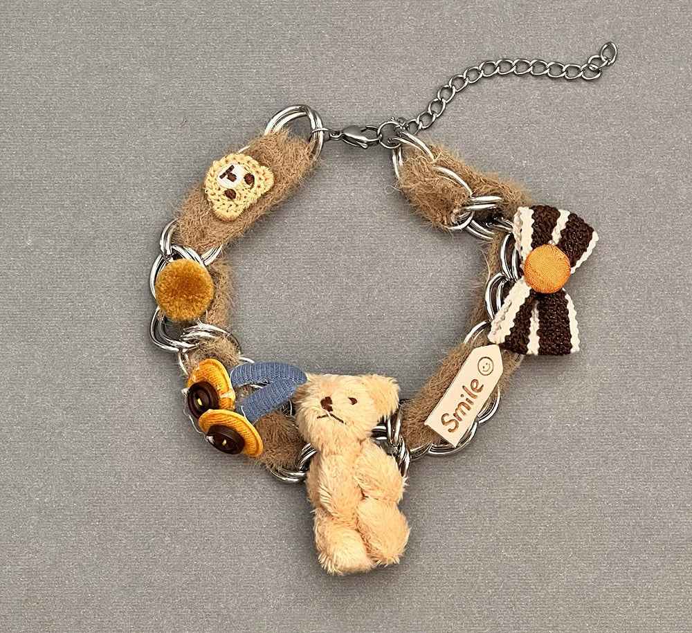 Sweet Cartoon Bear Bow Choker Necklace