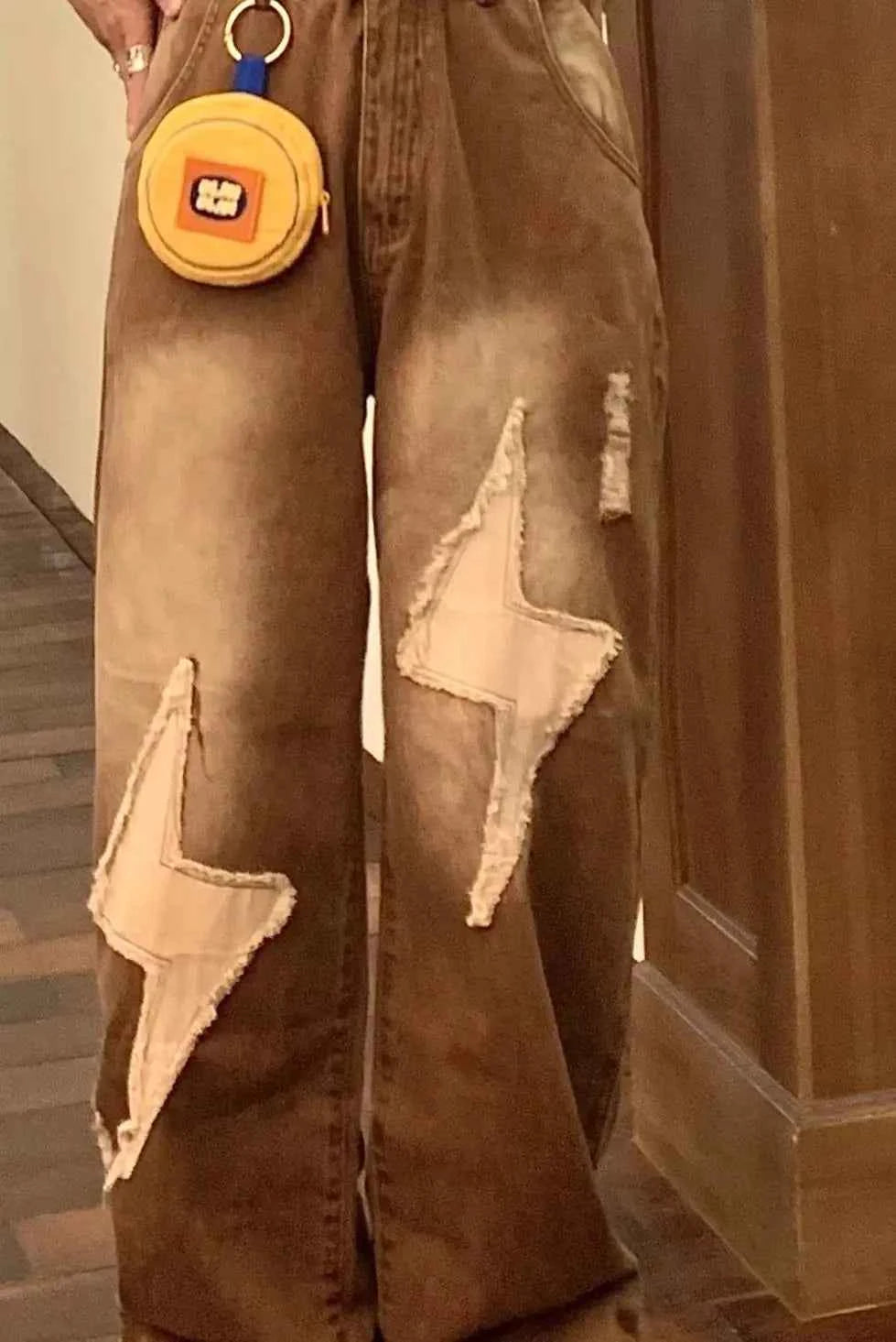 2000s Style Patchwork Wide Leg Jeans