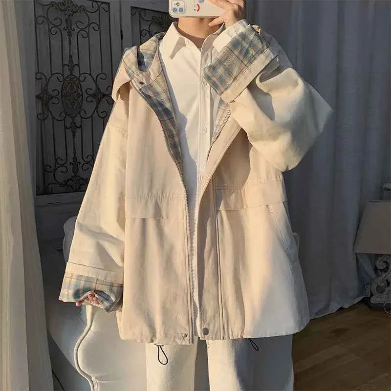 Women Chic Hooded Patchwork Plaid Jacket
