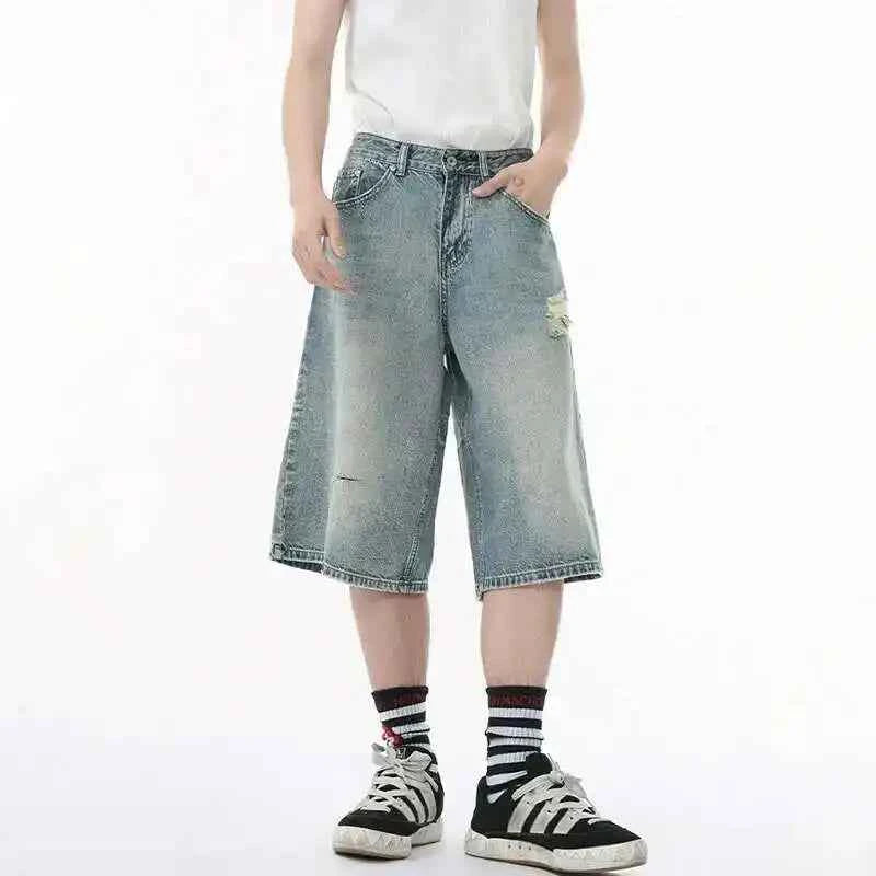 Summer Washed Broken Hole Denim Jorts