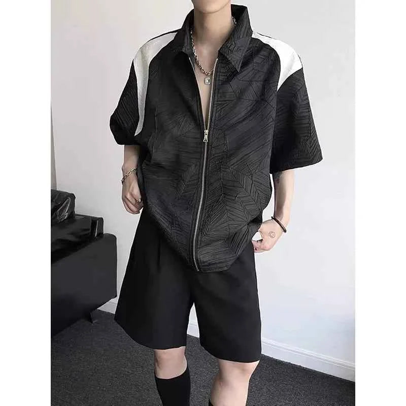 Durable Streetwear Casual Short Sleeve Zip-Up Shirt