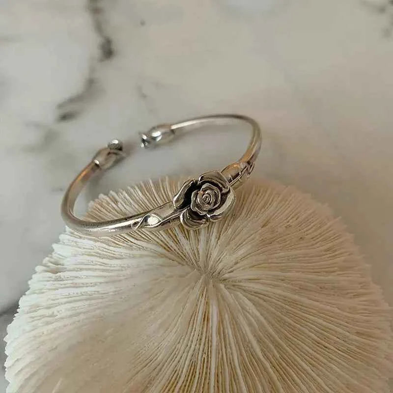 Vintage Rose Flower Geometric Punk Bracelet