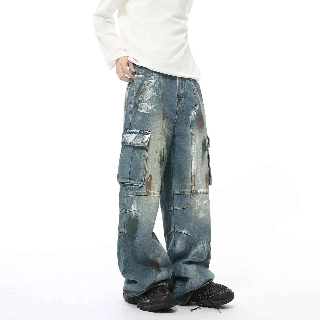 Lightweight Vintage Distressed Cargo Jeans