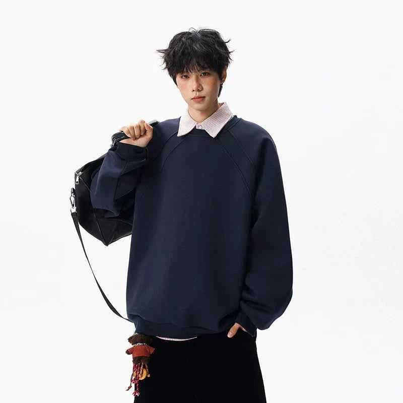 Solid Color Minimalist Round Neck Sweatshirt