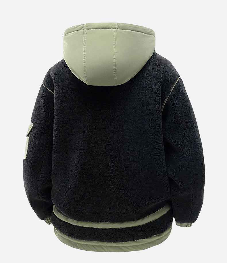 Color Coded Thicken Polar Fleece Loose Fur Jacket