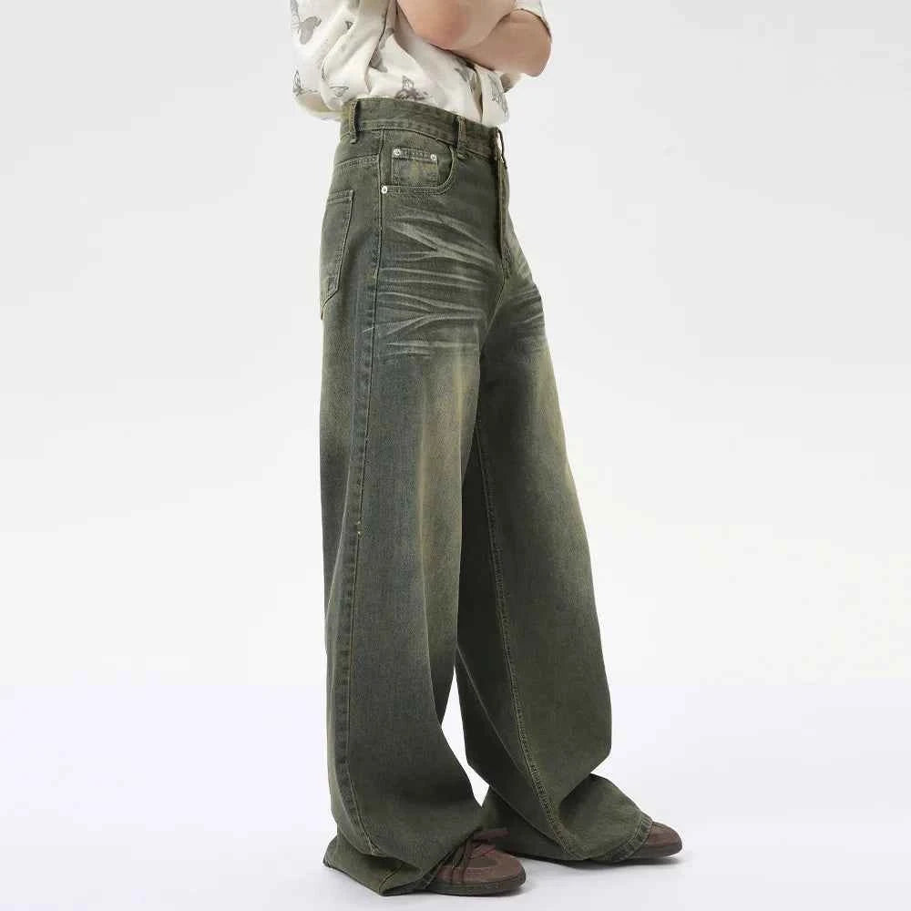 Flexible Vintage Distressed Loose Wide Leg Jeans