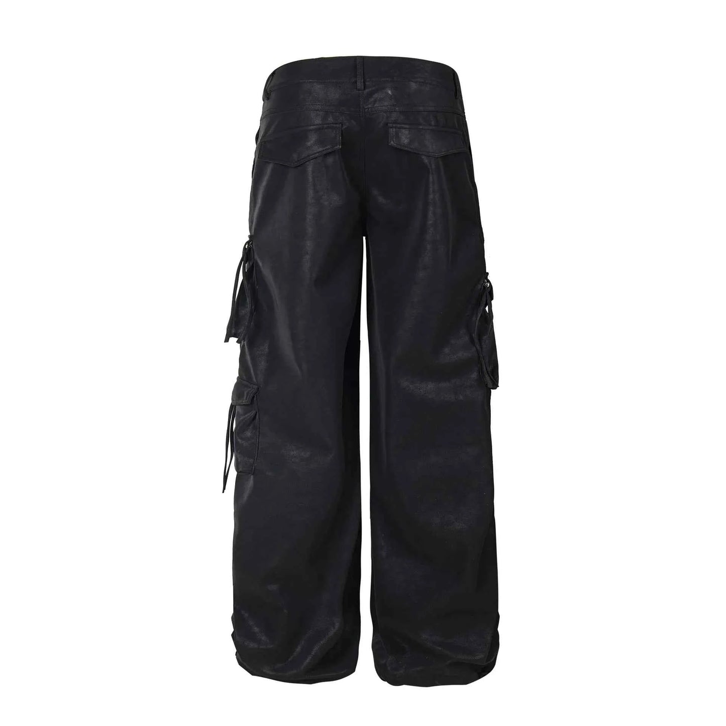 Luxury Designer Wide Leg PU Multi Pocket Pants