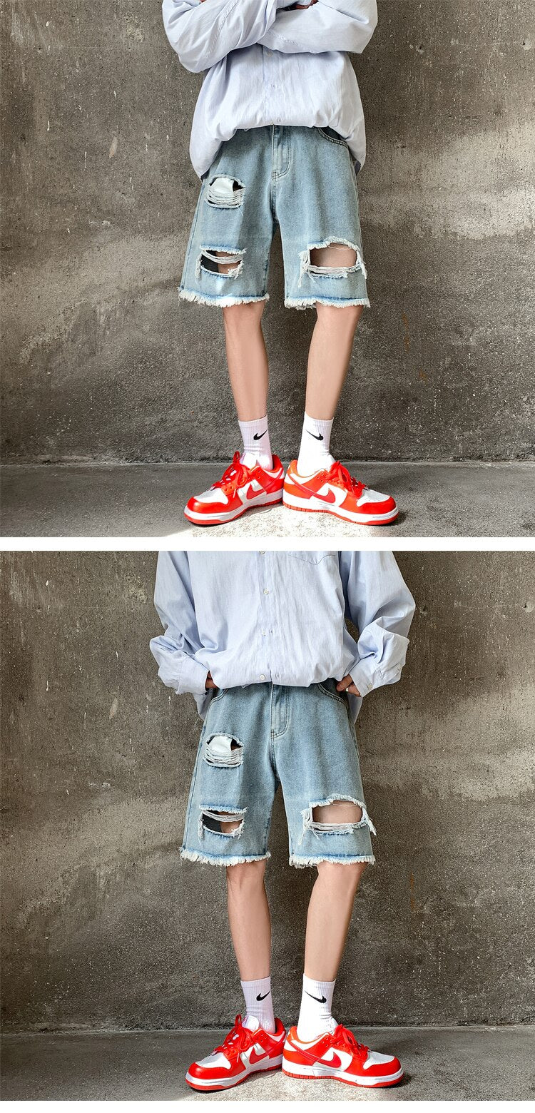 Denim Ripped Jeans Shorts